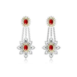 Designer Earrings with Certified Diamonds in 18k Yellow Gold - NK0890PER